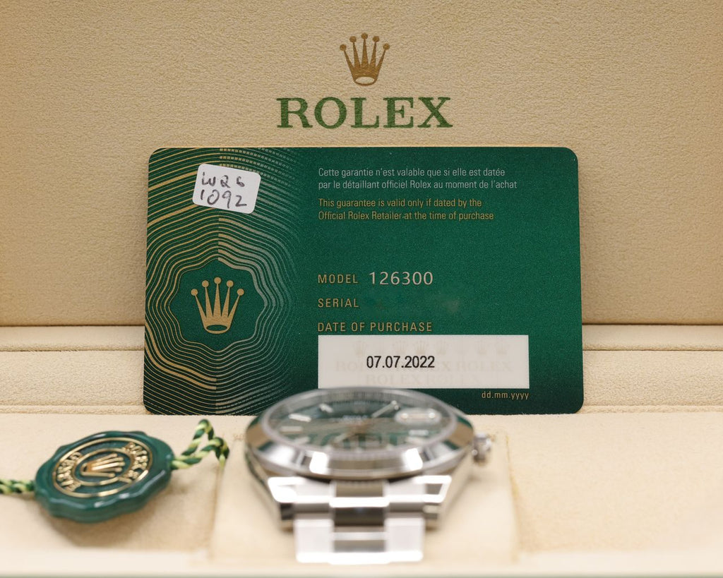 Rolex Datejust 41 Mint Green Index Dial on Oyster 126300 Complete 2022