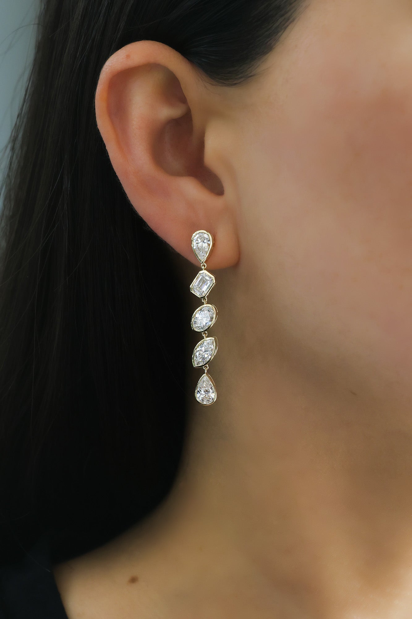 14KT Yellow Gold Multi-Shape Lab Grown Diamond Dangles 5.87ctw E-587LGD
