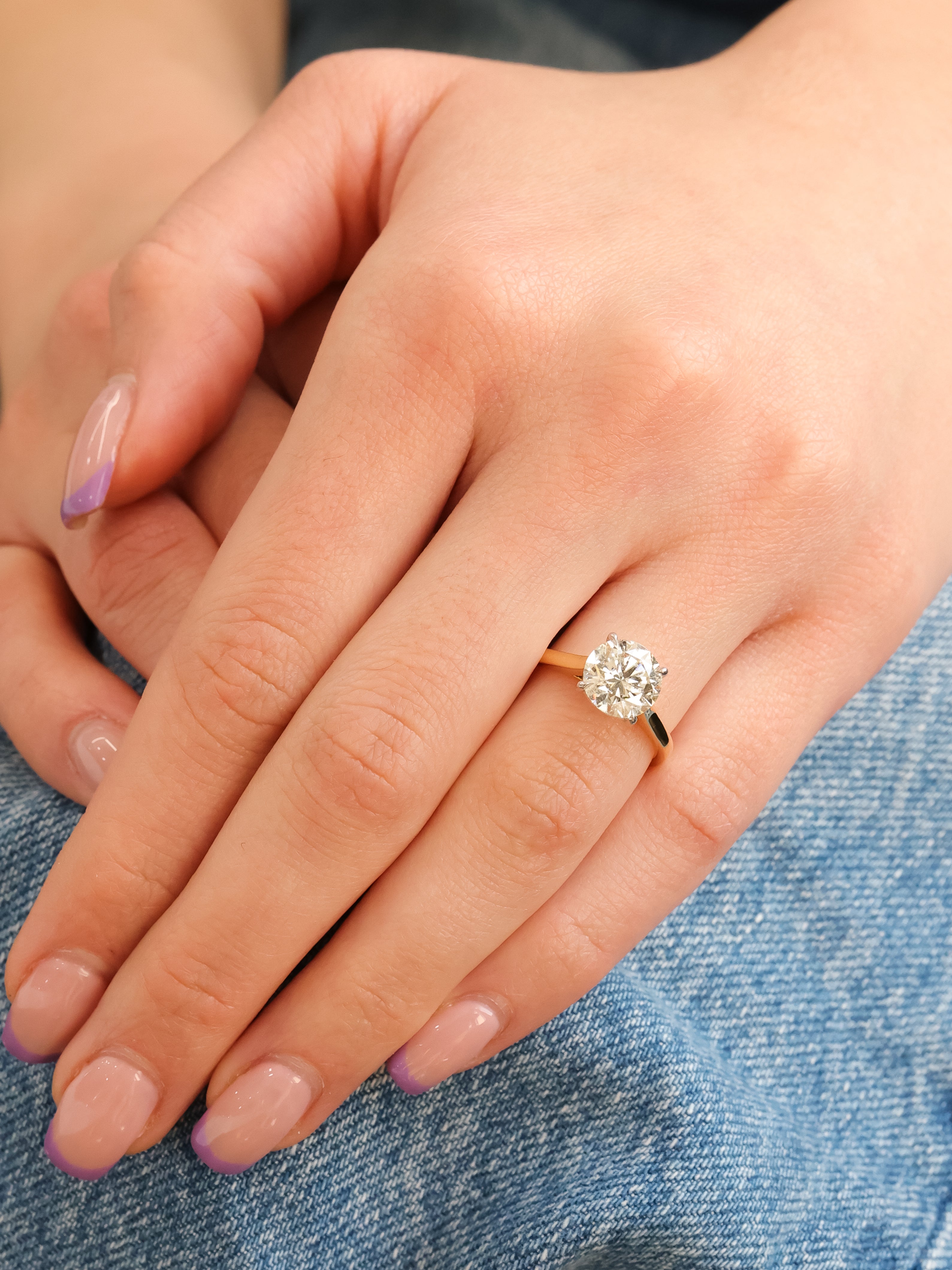 Round Natural Diamond Solitaire 14KT Two-Tone Ring 2.32ct R-232