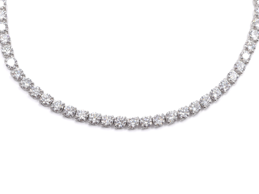 14K White Gold Lab Grown Round Diamond Tennis Necklace 45.7ct N-4568LGD