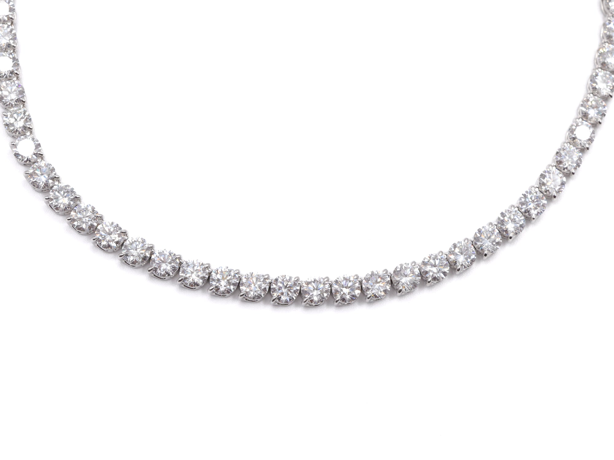 14K White Gold Lab Grown Round Diamond Tennis Necklace 45.7ct N-4568LGD