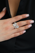 White Gold SERPENT SPIRAL - OVAL CENTER STONES F VVS2 (GIA) Cocktail Ring 2.03 cts.