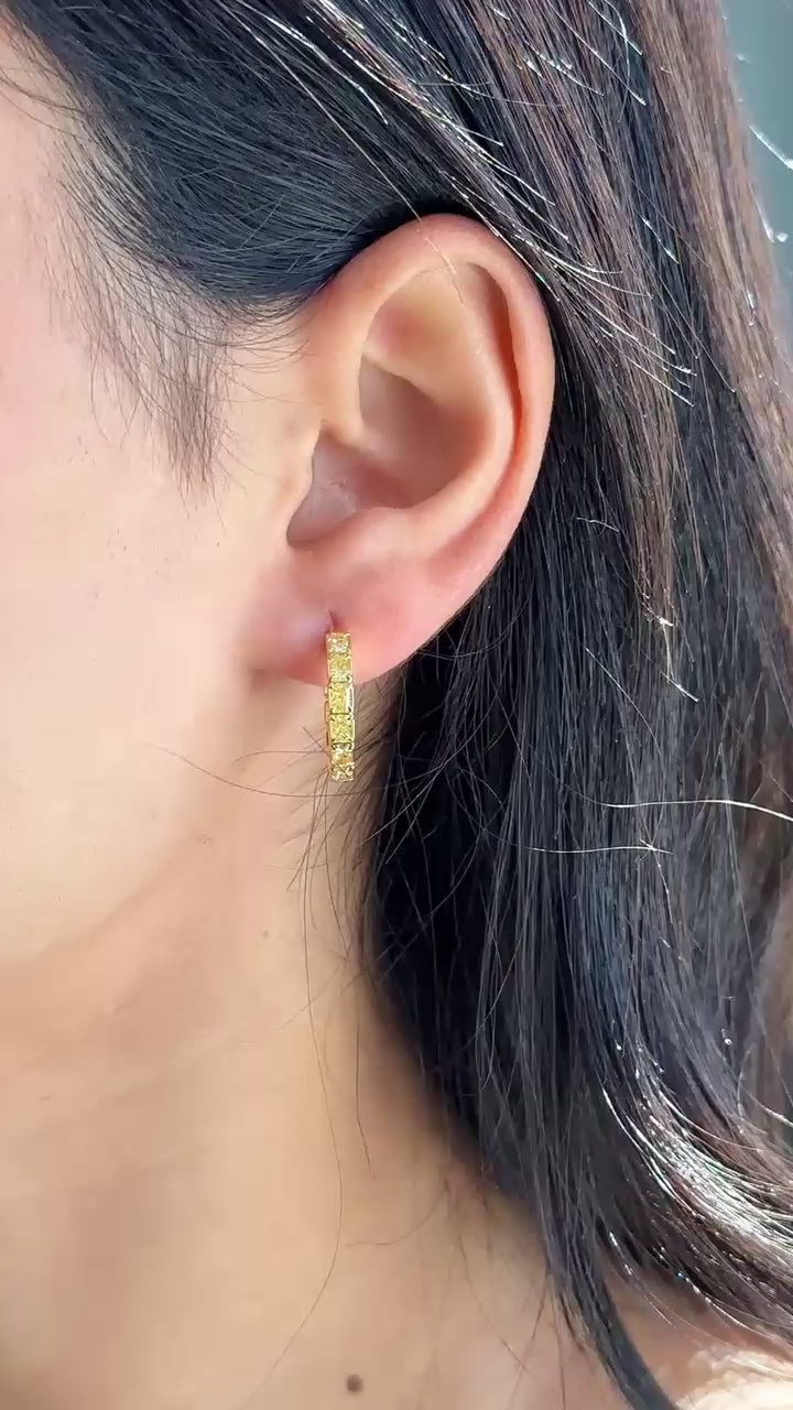 Yellow Gold YELLOW DIAMOND Hoops 2.86 cts.