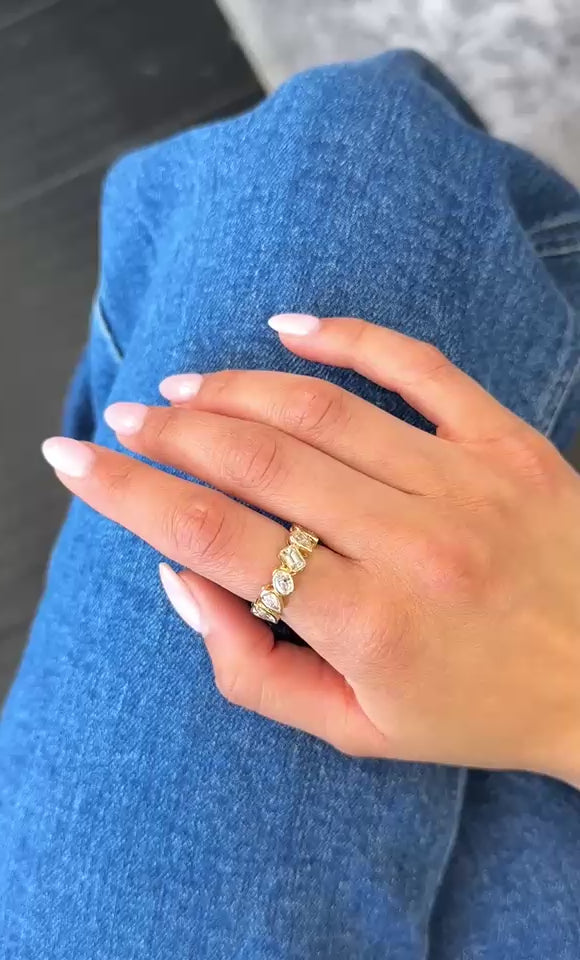 Yellow Gold MULTI-SHAPE Eternity Ring 3.45 cts.