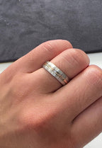 Men's GOLD STRIP IN MIDDLE Princess Ring 0.13 cts.