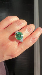 White Gold EMERALD STONE - TWO TONE Cocktail Ring 4.85 cts.