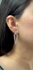 White Gold POINTED COCKTAIL Dangles Earrings 1.9 cts.