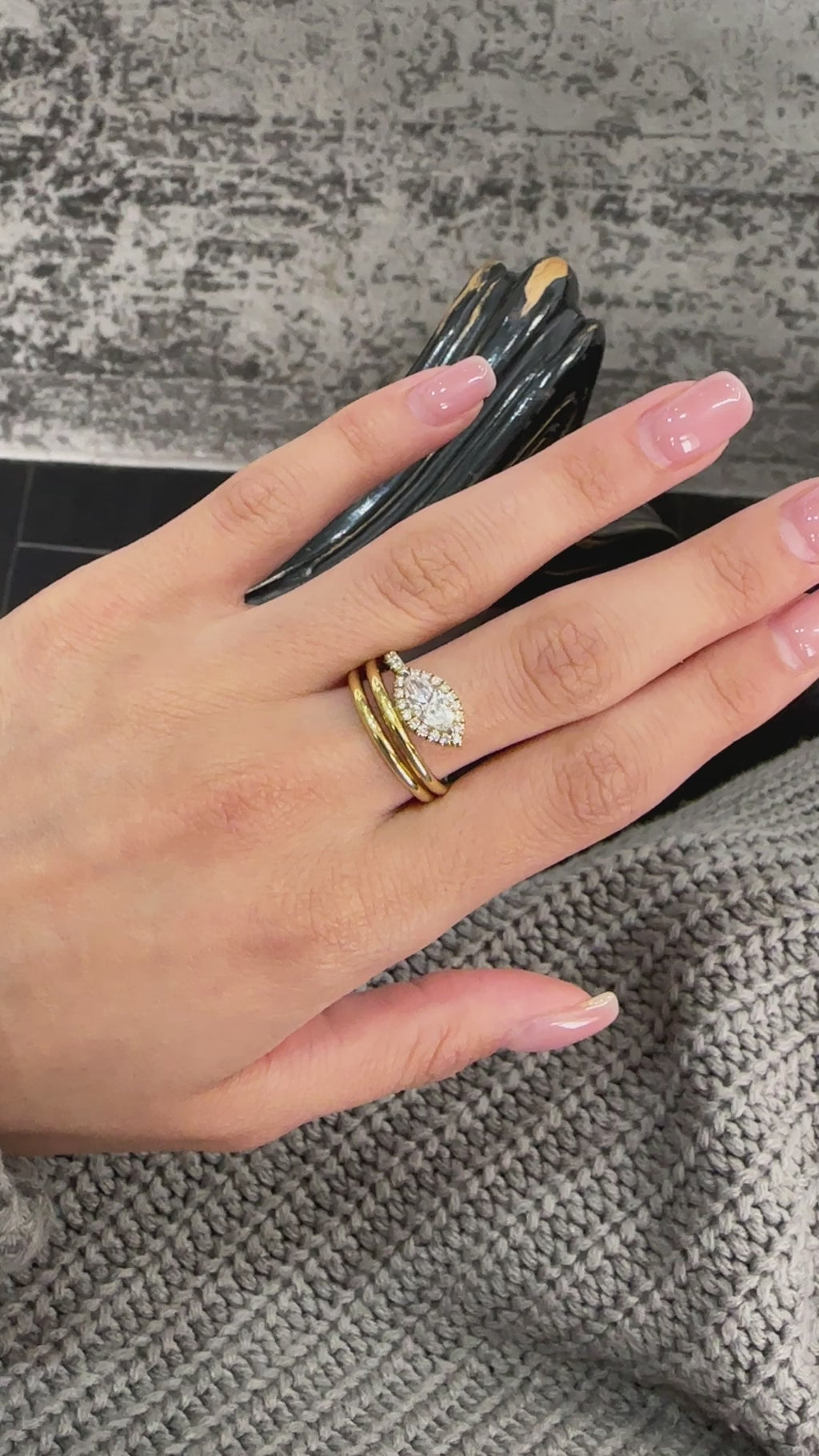 Yellow Gold SINGLE SERPENT SPIRAL RING - MARQUISE CENTER G VS2 Cocktail Ring 1.05 cts.