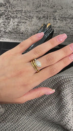 Yellow Gold SINGLE SERPENT SPIRAL RING - MARQUISE CENTER G VS2 Cocktail Ring 1.05 cts.