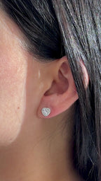 White Gold HEART WITH HALO Studs 0.74 cts.