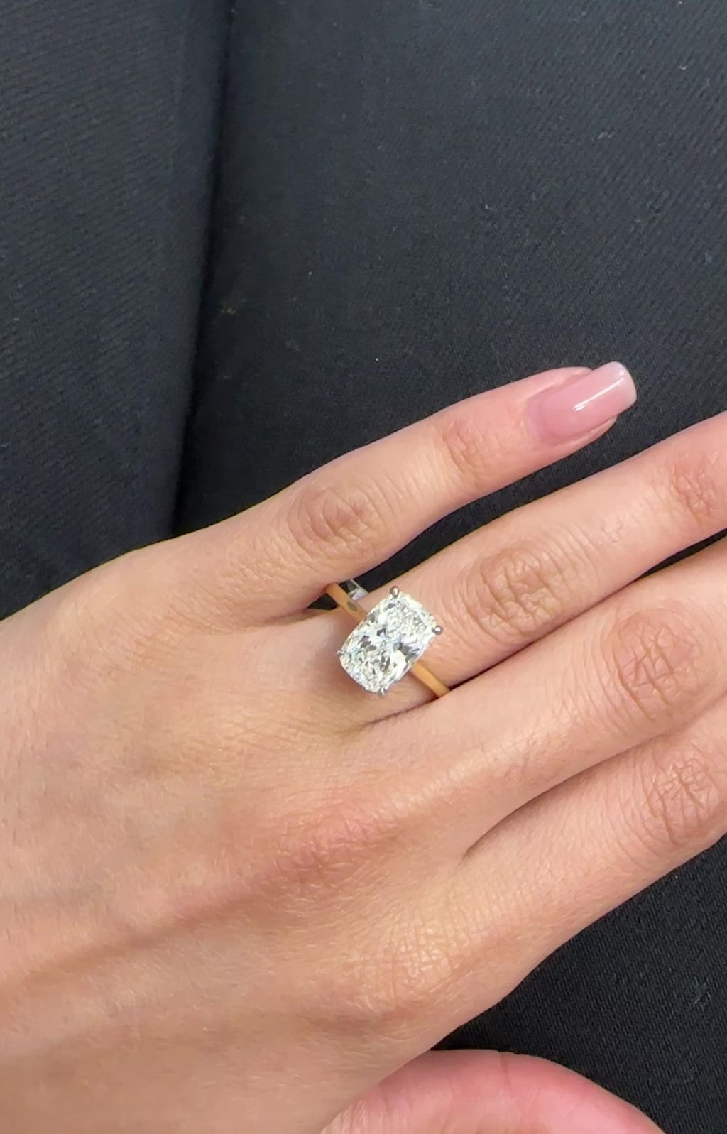 Yellow Gold SOLITAIRE - CUSHION CENTER G S12 (GIA) Engagement Ring 3.01 cts.