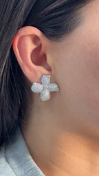 White Gold FLOWER Earrings 2.5 cts.