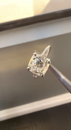 Platinum GIA CUSHION G VS2 - 2 BG SIDE STONES Engagement Ring