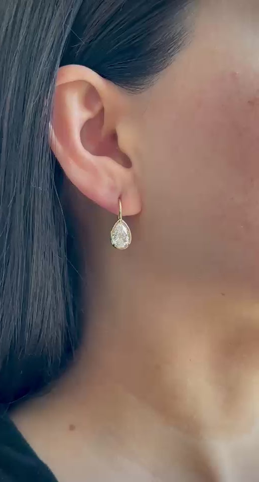 Yellow Gold PEAR DROPS Earrings 3 cts.