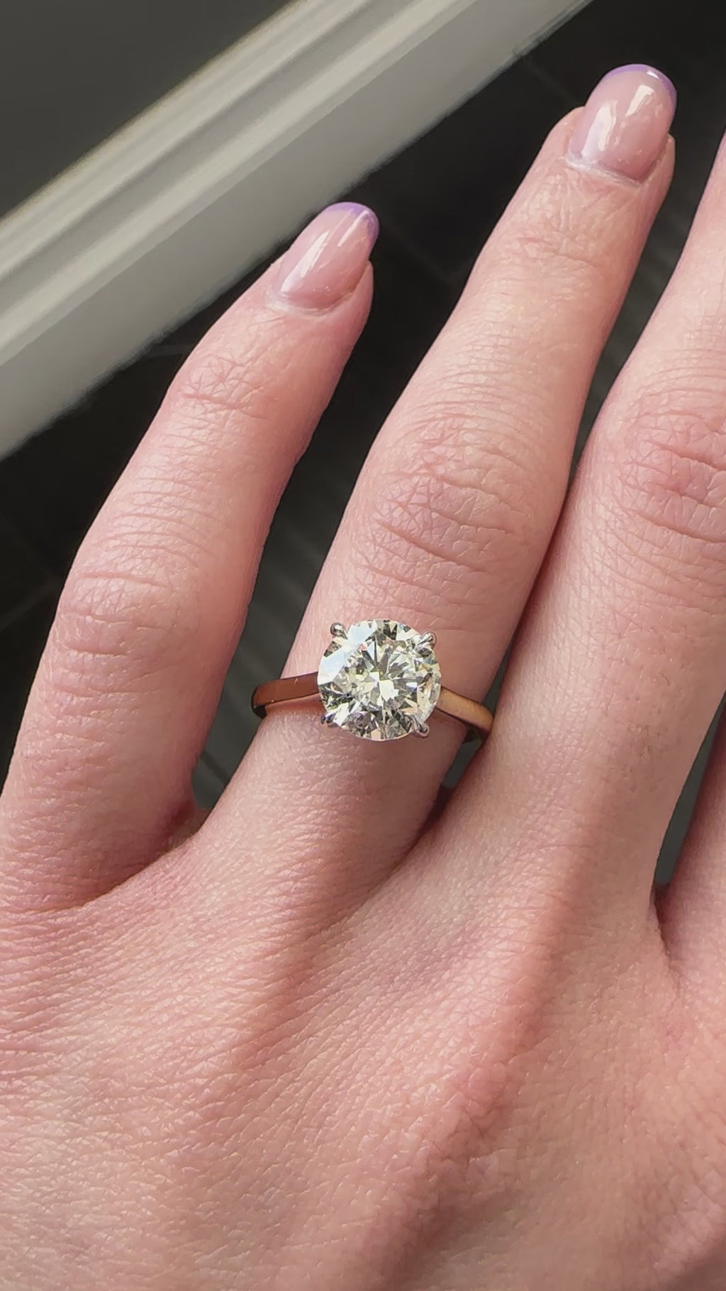 Two-Tone GIA CERTIFIED K I2 - YELLOW BAND - WHITE PRONGS Engagement Ring 2.32 cts.