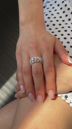 White Gold 3 ROW PEAR Eternity Ring 5.39 cts.