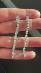 White Gold PEAR SINGLE ROW DANGLE Dangles Earrings 2.87 cts.