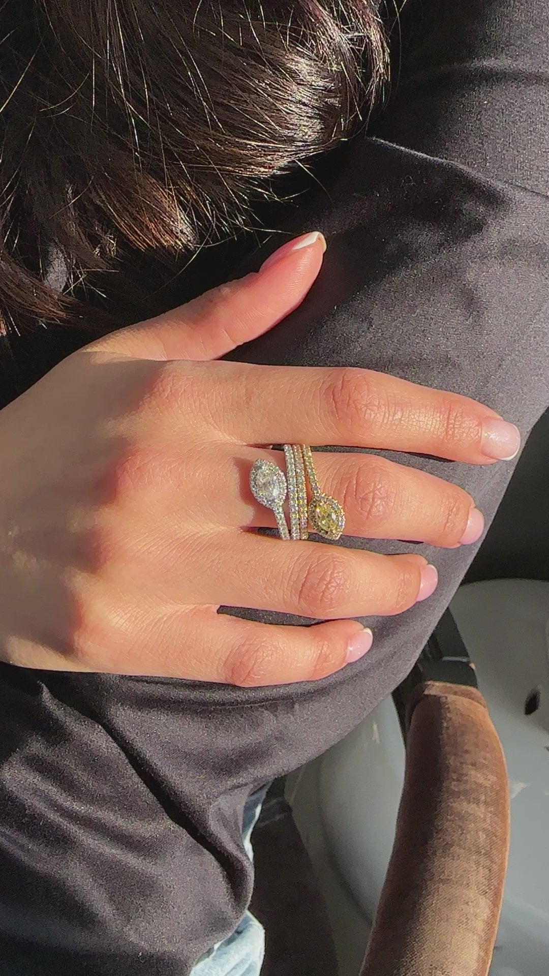 Two-Tone SERPENT RING - FANCY YELLOW MQ & WHITE MQ H VS2 - TWO-TONE WG/YG Cocktail Ring 2.11 cts.