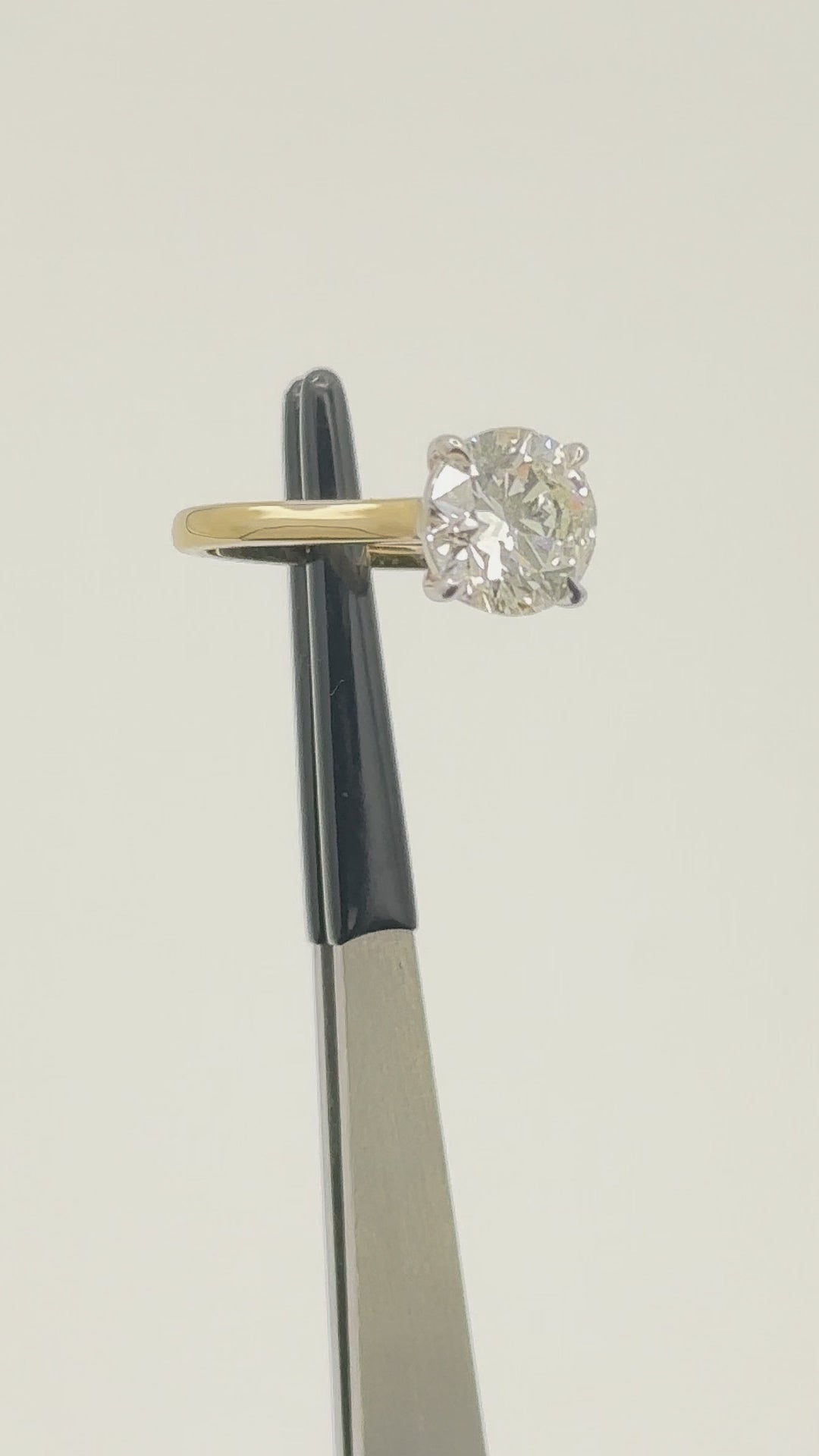 Two-Tone GIA CERTIFIED K I2 - YELLOW BAND - WHITE PRONGS Engagement Ring 2.32 cts.
