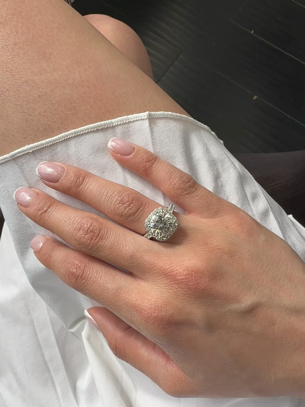 White Gold ROUND CENTER CUT J VS1 (EGL) WITH HALO AND PAVE BAND Engagement Ring 4.82 cts.