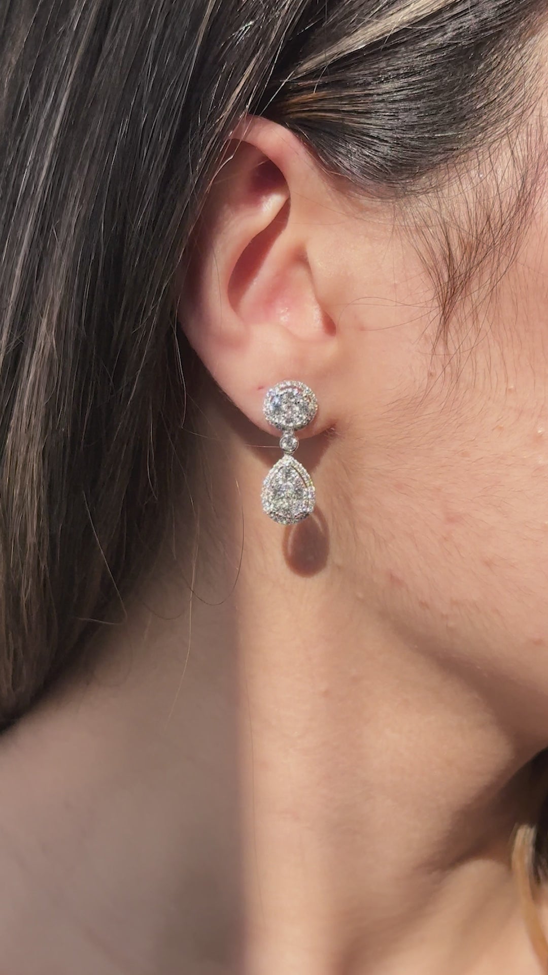 White Gold INVISIBLE SETTING - DIAMOND DROPS Earrings 2.42 cts.