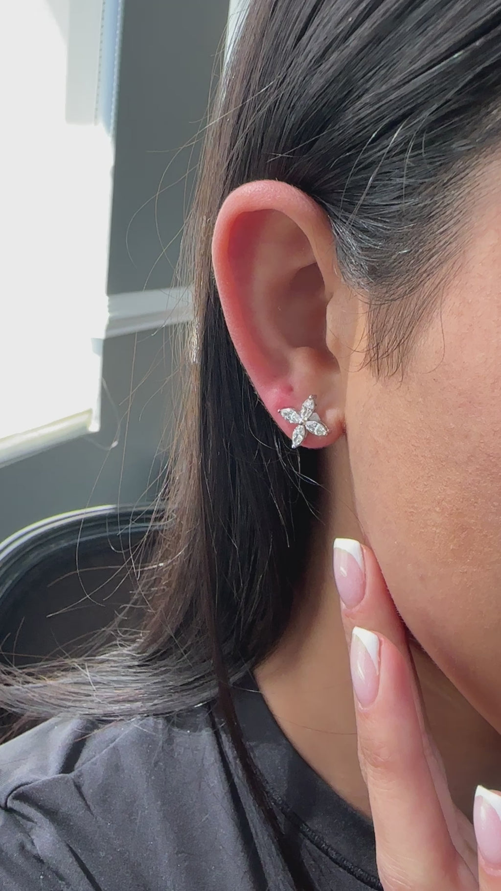 White Gold PETAL MARQUISE Earrings 1.15 cts.