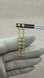 Yellow Gold YELLOW DIAMOND CUSHION DROPS Dangles Earrings 3.46 cts.