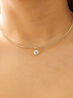 14K Yellow Gold Lab Round Diamond Solitaire Pendant 9.8ct N-151RD