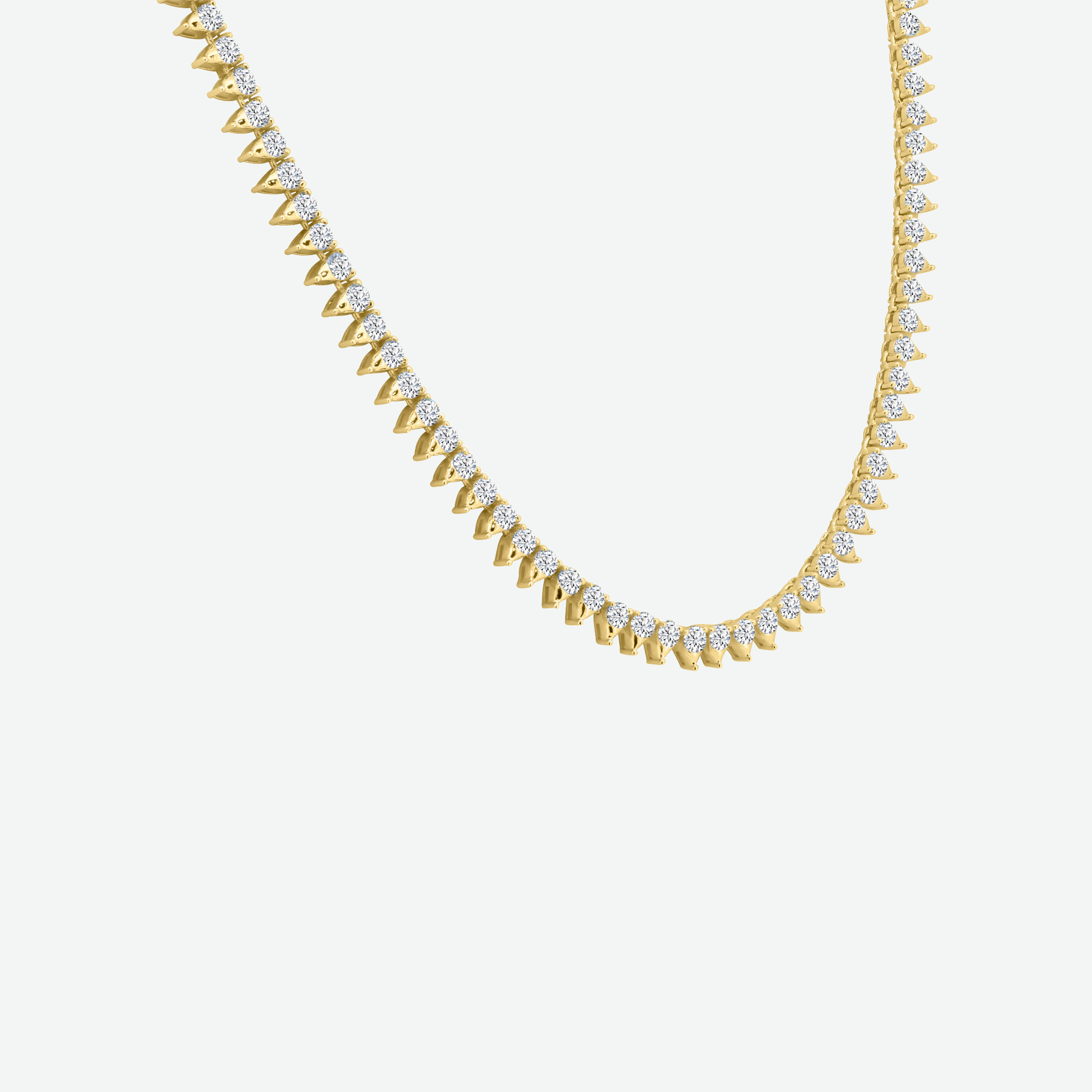 14K Yellow Gold Round Natural Diamond Tennis Necklace 12.3ct N-3622