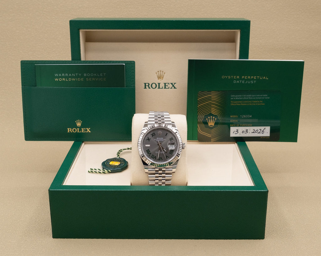 Rolex Datejust 41 Slate Green Roman Dial on Jubilee 126334 Complete 2026