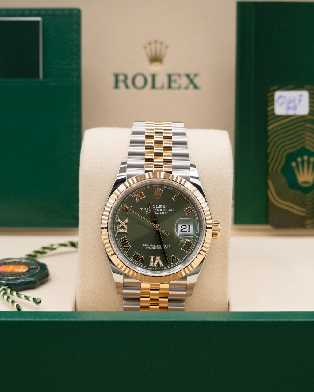 Rolex Datejust 36 Olive Green Roman Dial on Jubilee 126233 Complete 2026
