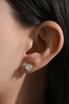 White Gold HEART WITH HALO Studs 0.74 cts.