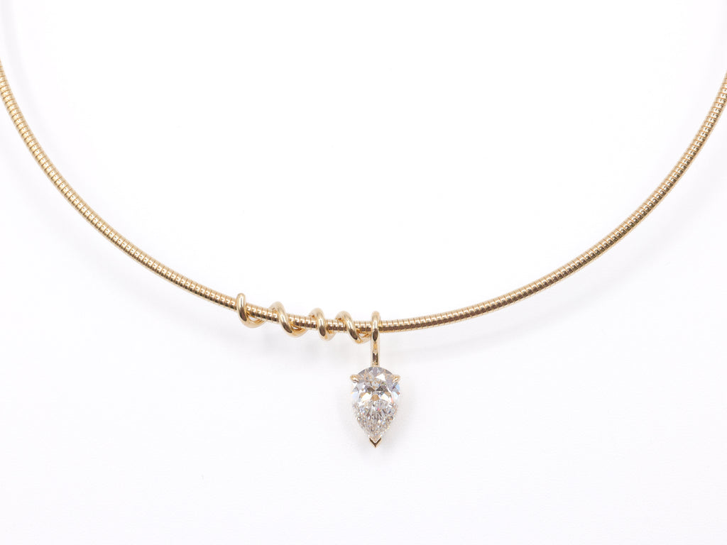 14K Yellow Gold Pear Lab Diamond Solitaire Pendant 10.6ct N-221PS