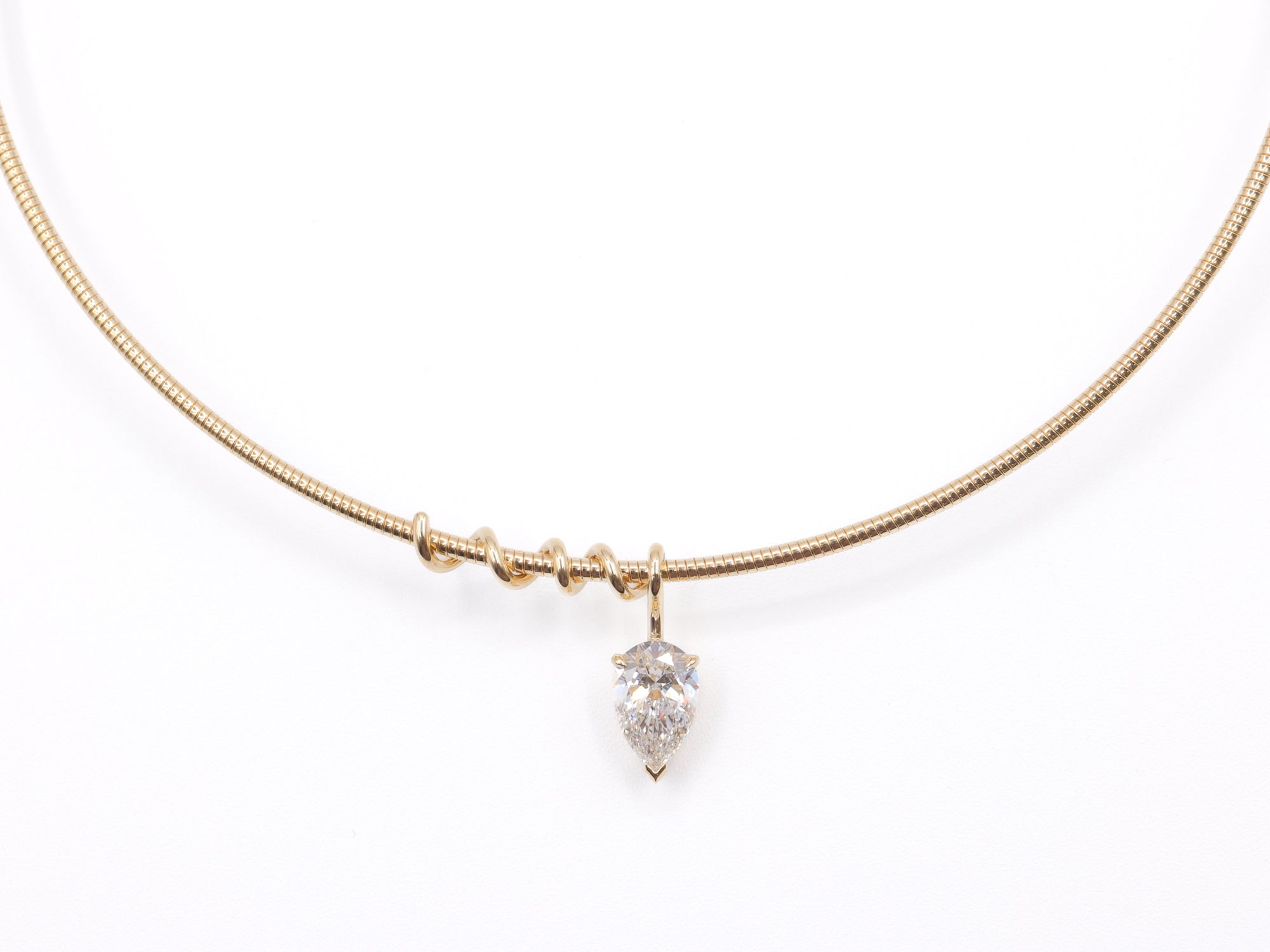 14K Yellow Gold Pear Lab Diamond Solitaire Pendant 10.6ct N-221PS