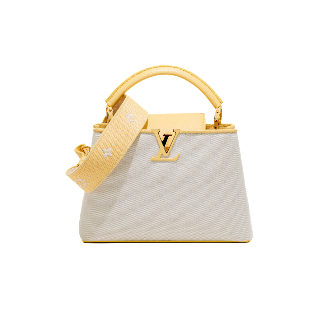 Louis Vuitton Canvas Taurillon Capucines BB Plume Yellow