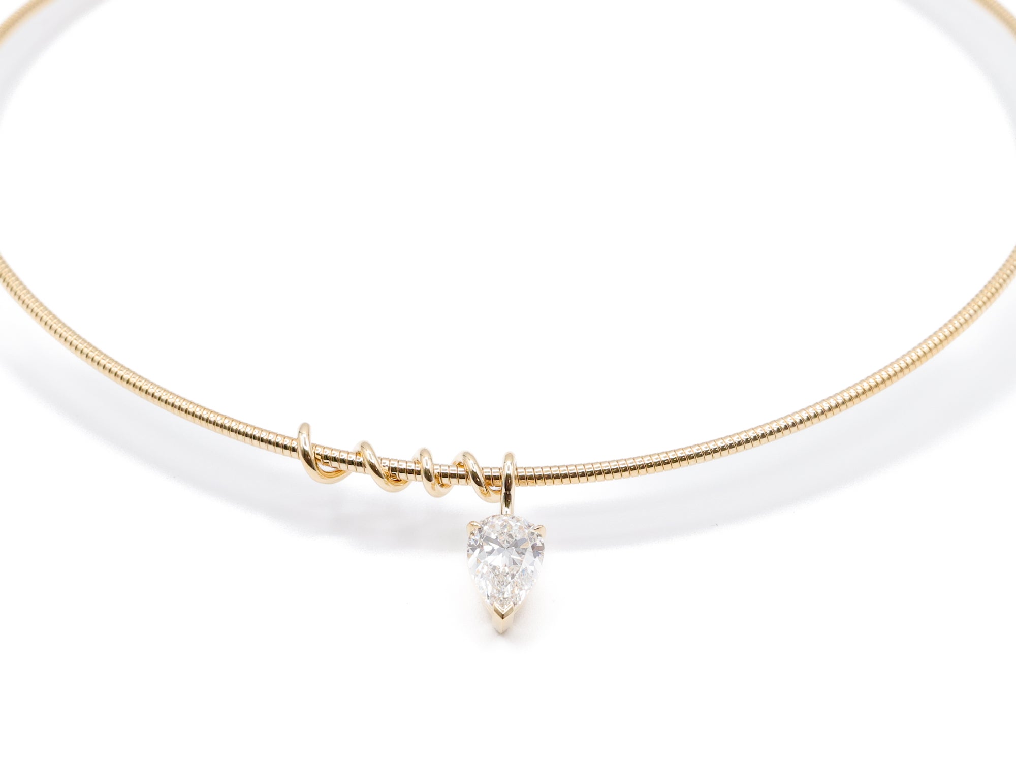 14K Yellow Gold Pear Lab Diamond Solitaire Pendant 10.6ct N-221PS