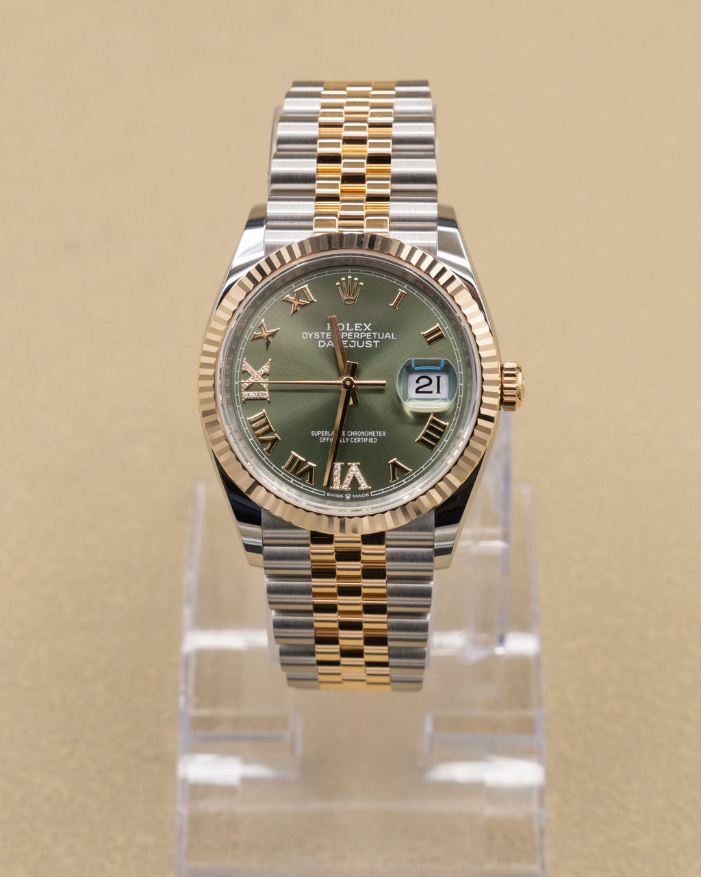 Rolex Datejust 36 Olive Green Roman Dial on Jubilee 126233 Complete 2026