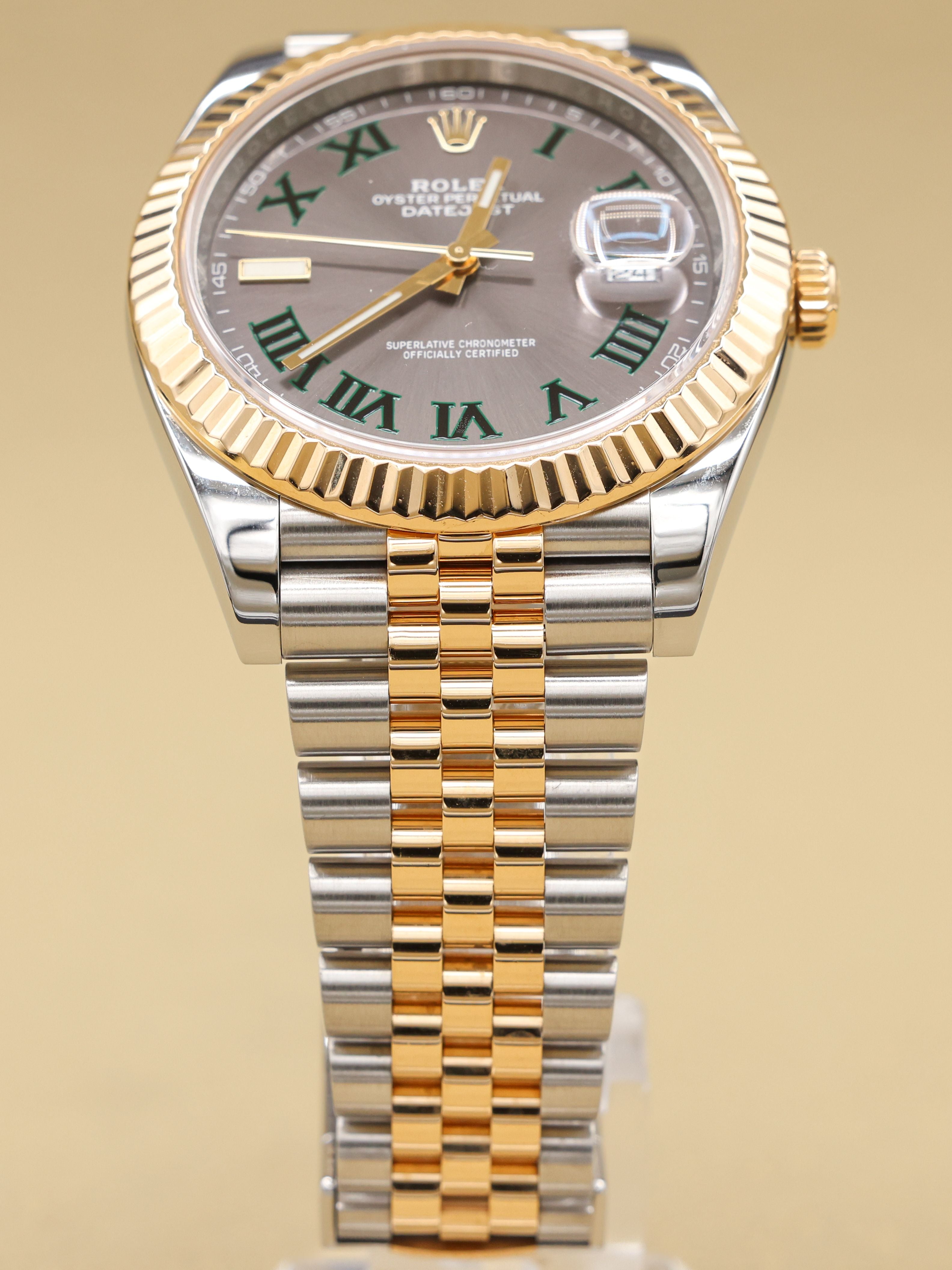 Rolex Datejust 41 Slate Green Roman Dial on Jubilee 126333 Complete 2021