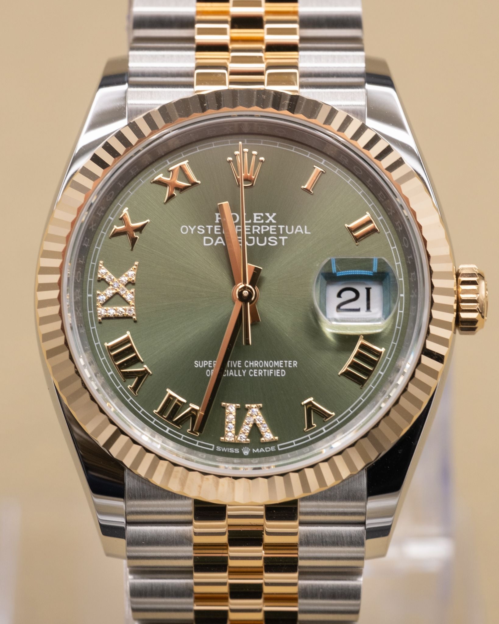 Rolex Datejust 36 Olive Green Roman Dial on Jubilee 126233 Complete 2026