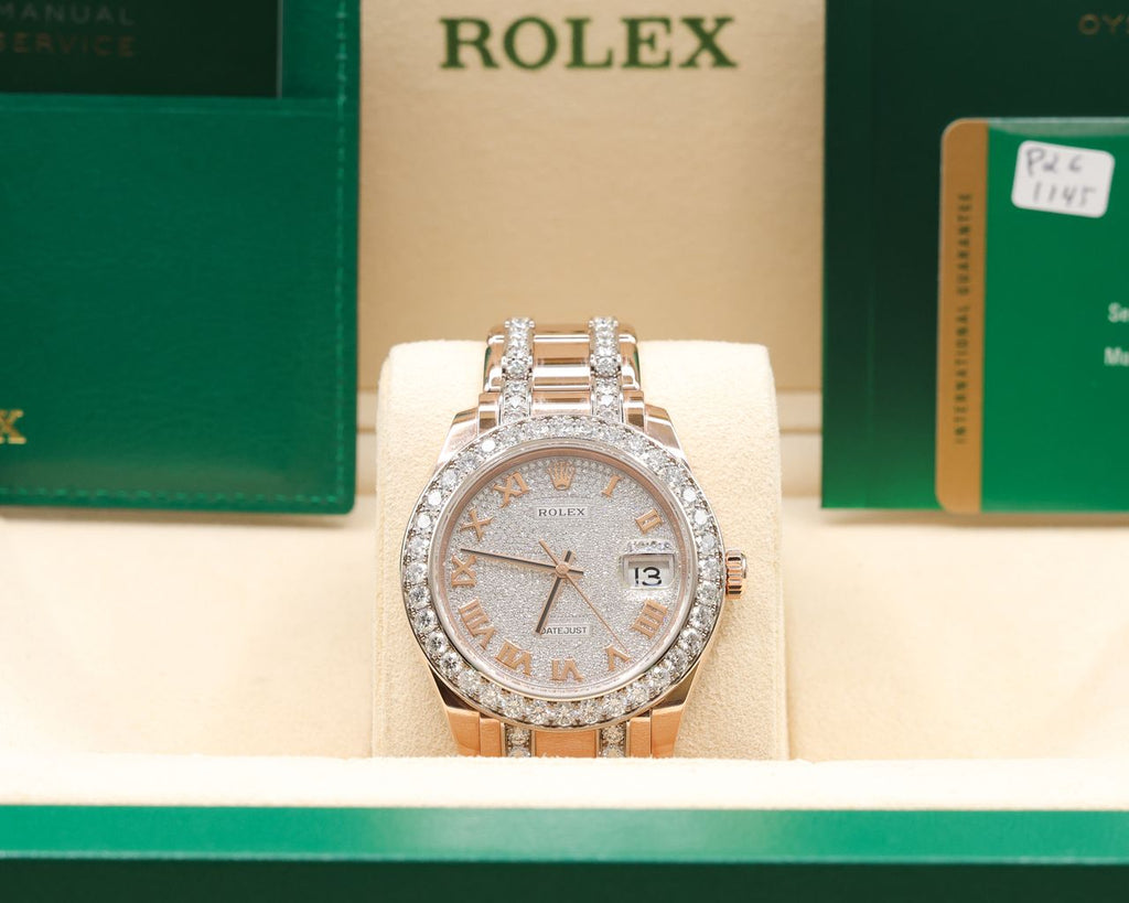 Rolex Datejust Pearlmaster 39 Diamond Paved Roman Dial on Pearlmaster 86285 Complete 2018