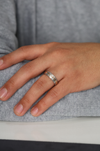 Men's GOLD STRIP IN MIDDLE Princess Ring 0.13 cts.