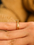 Pear Step Cut Diamond East West Twist Ring 18KT Gold 1.52ct R-152PS