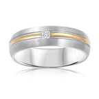 Men's GOLD STRIP IN MIDDLE Princess Ring 0.13 cts.