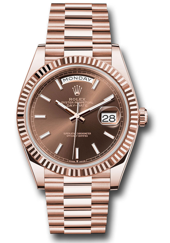 Rolex Day-Date 40 Chocolate Index Dial on President 228235 Complete 2025