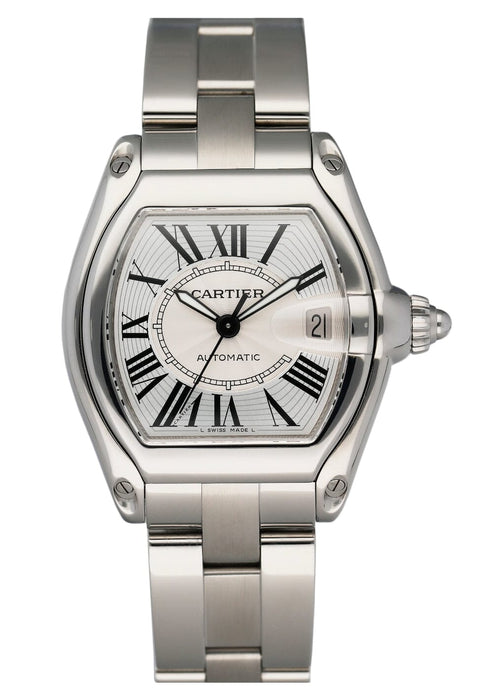 Cartier Roadster Silver And Steel Roman Dial on Bracelet W62025V3