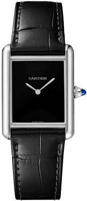 Cartier Tank Must Large Black Dial on Leather WSTA0108 Complete Open Date