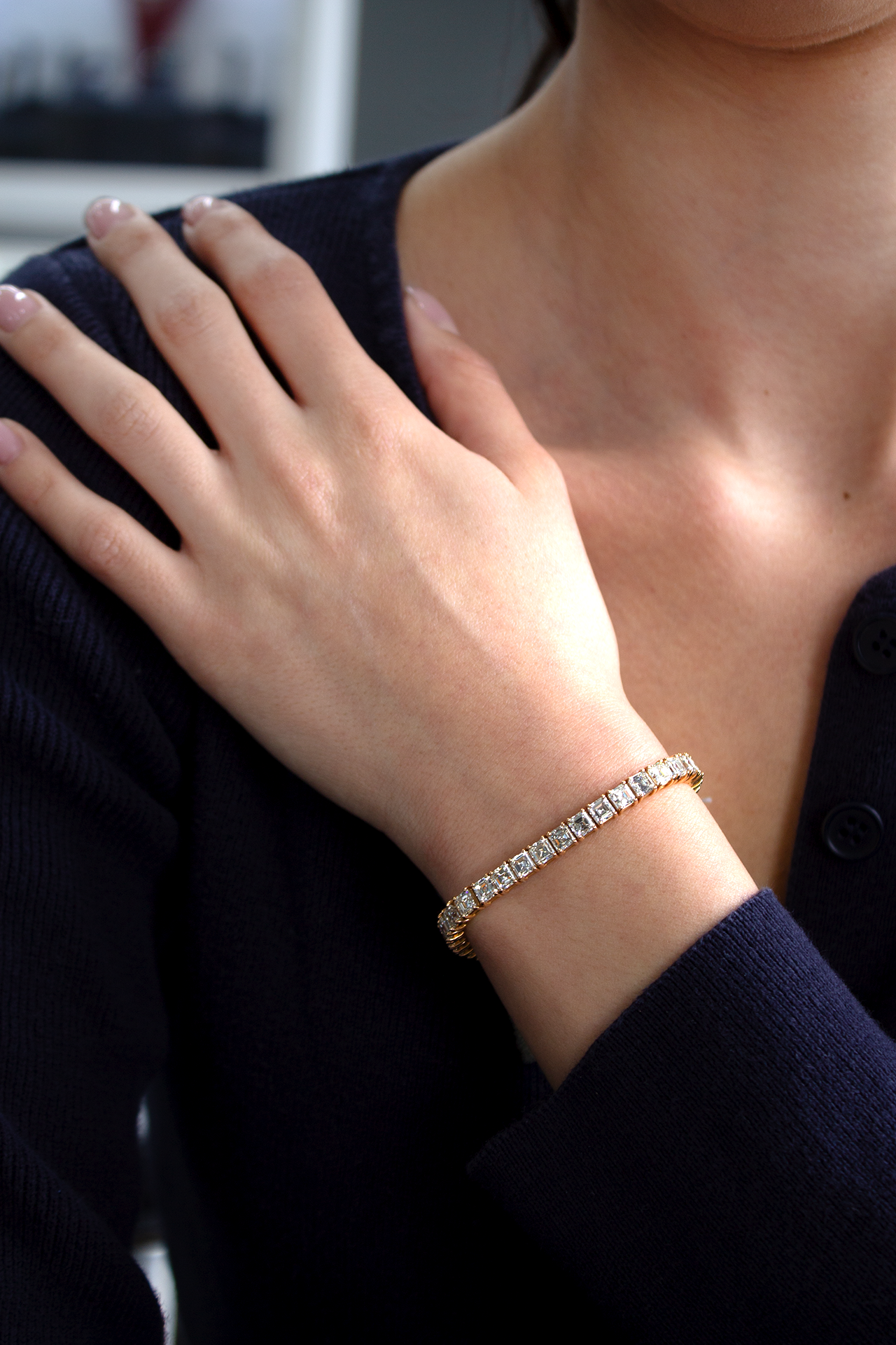 Diamond Tennis Bracelet in 14K White Gold, 16.34ct B-1634AS