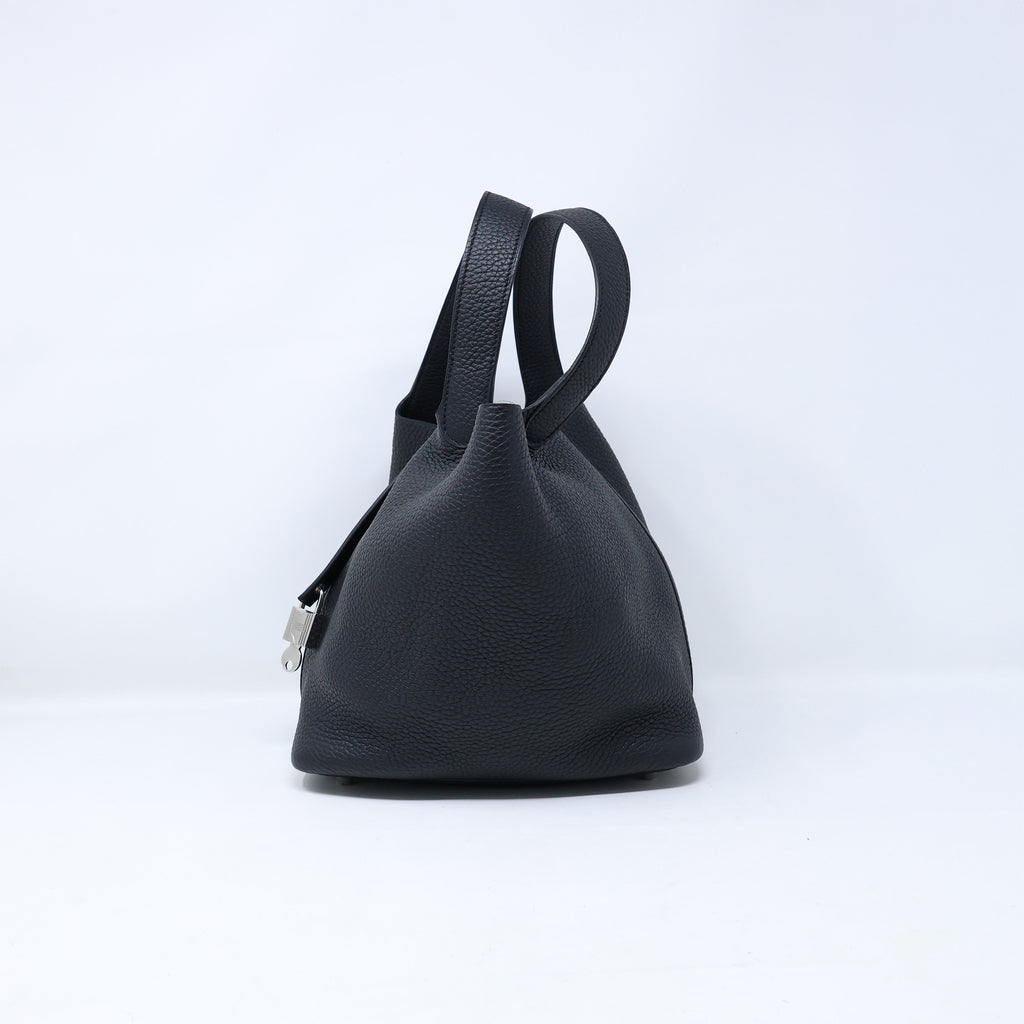 Hermes Black Clemence Picotin Lock MM Handbag
