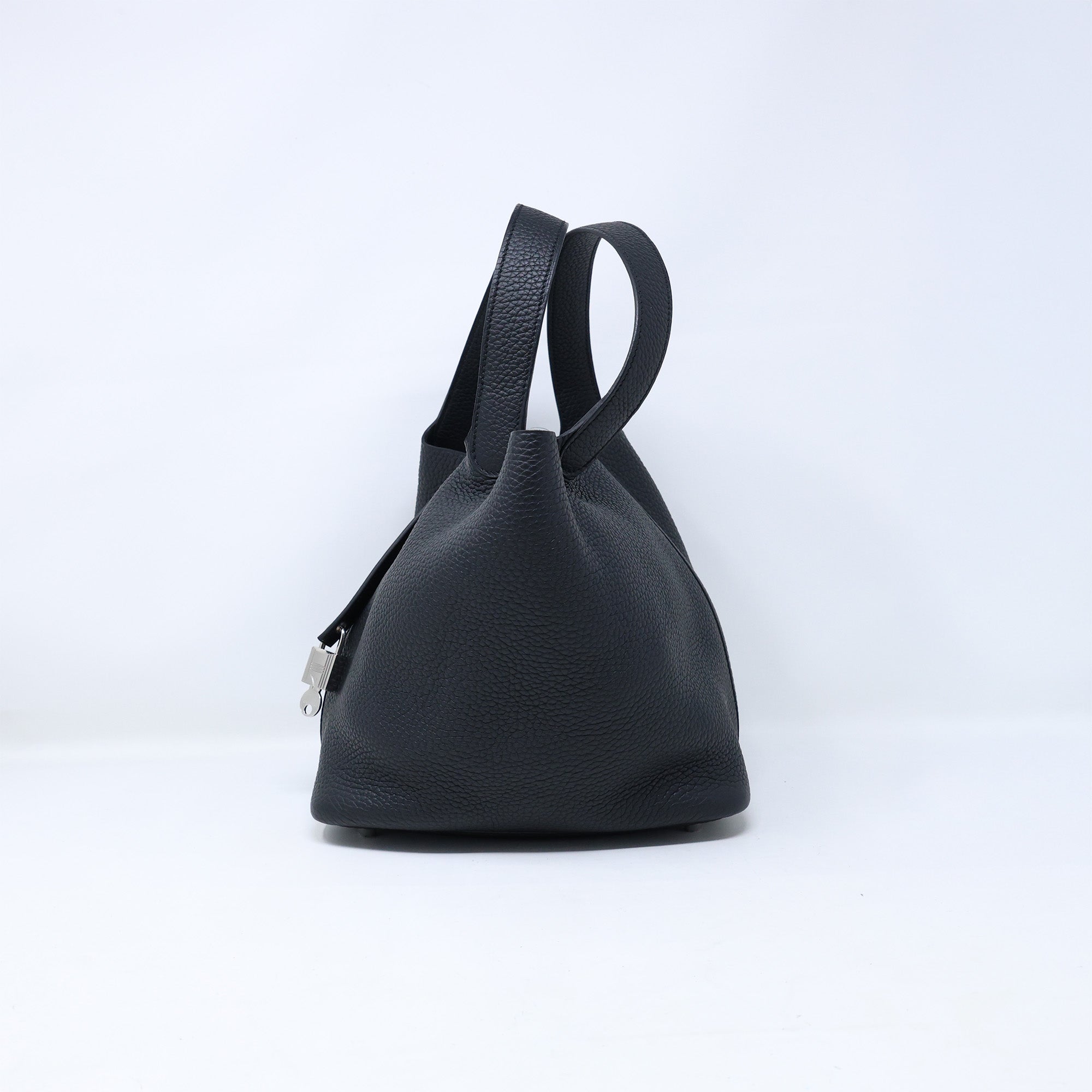 Hermes Black Clemence Picotin Lock MM Handbag