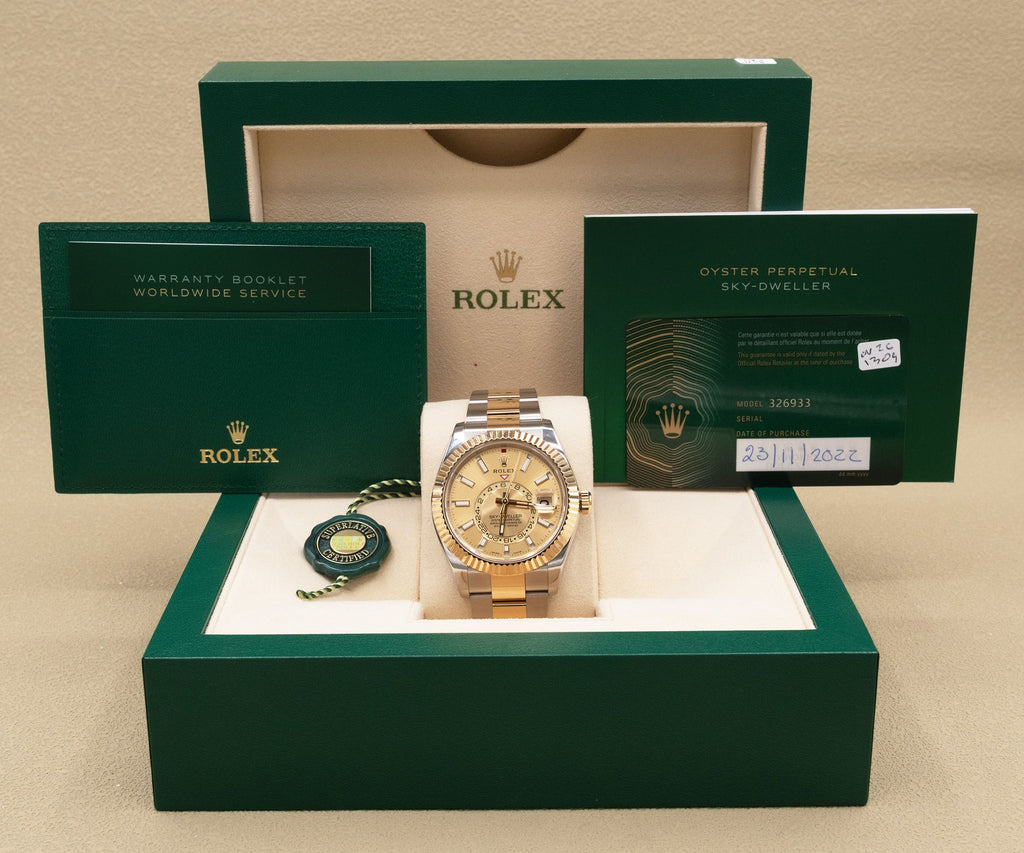 Rolex SkyDweller Champagne Dial on Oyster 326933 Complete 2022